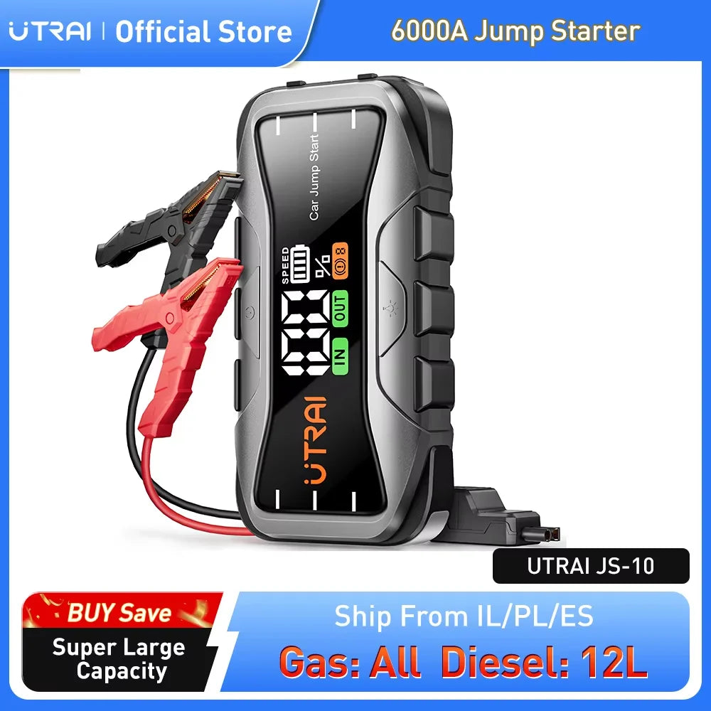 UTRAI  27000mAh Car Jump Starter Power Bank 6000A Car Booster Auto Emergency Starting Device Jump Start for Petrol Diesel