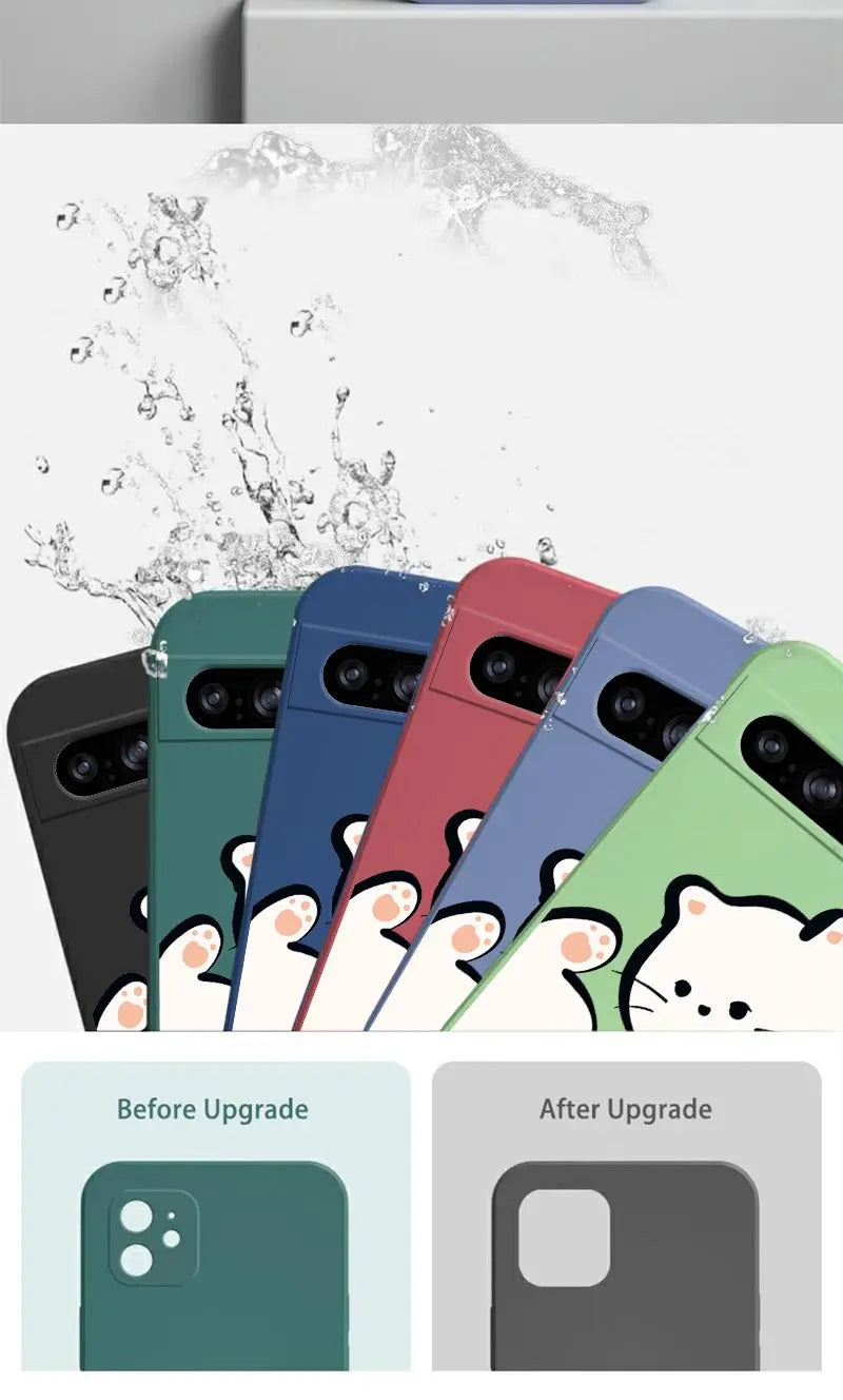 Pixel 8Pro Fluffy Kitten Bracelet Silicone Phone Case For Google Pixel 8Pro 3XL 3A 4 4A 8 8A 5 7 7A 9 9Pro 9ProXL 6A Cover