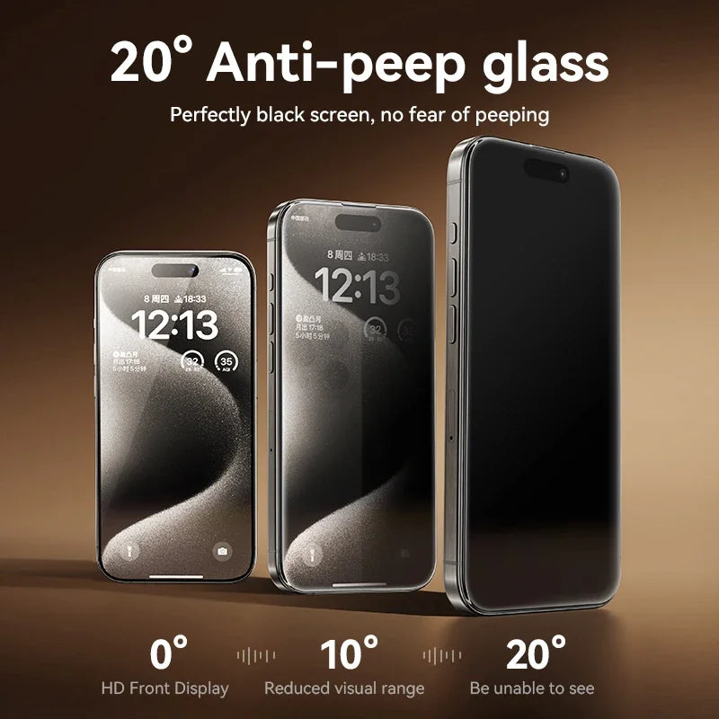 2Pcs Anti-spy Glass For iPhone 17 16 15 14 Pro Max Glass For iPhone 17 16 15 14 13 12 Pro Max Privacy Screen Protector