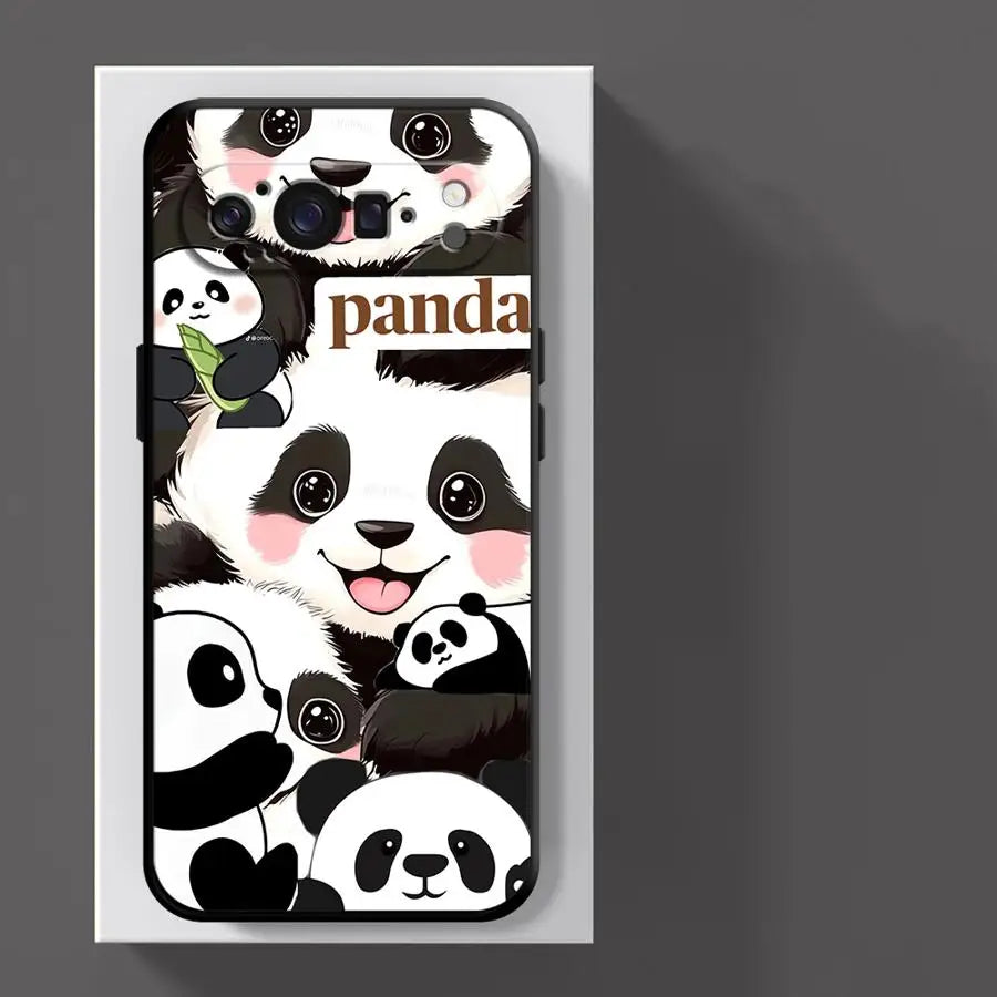Funda Phone Cover Case for Google Pixel 10A 6a 7a 6 7 8 Pro 8a 9a 10 9 Pro XL Black White Panda