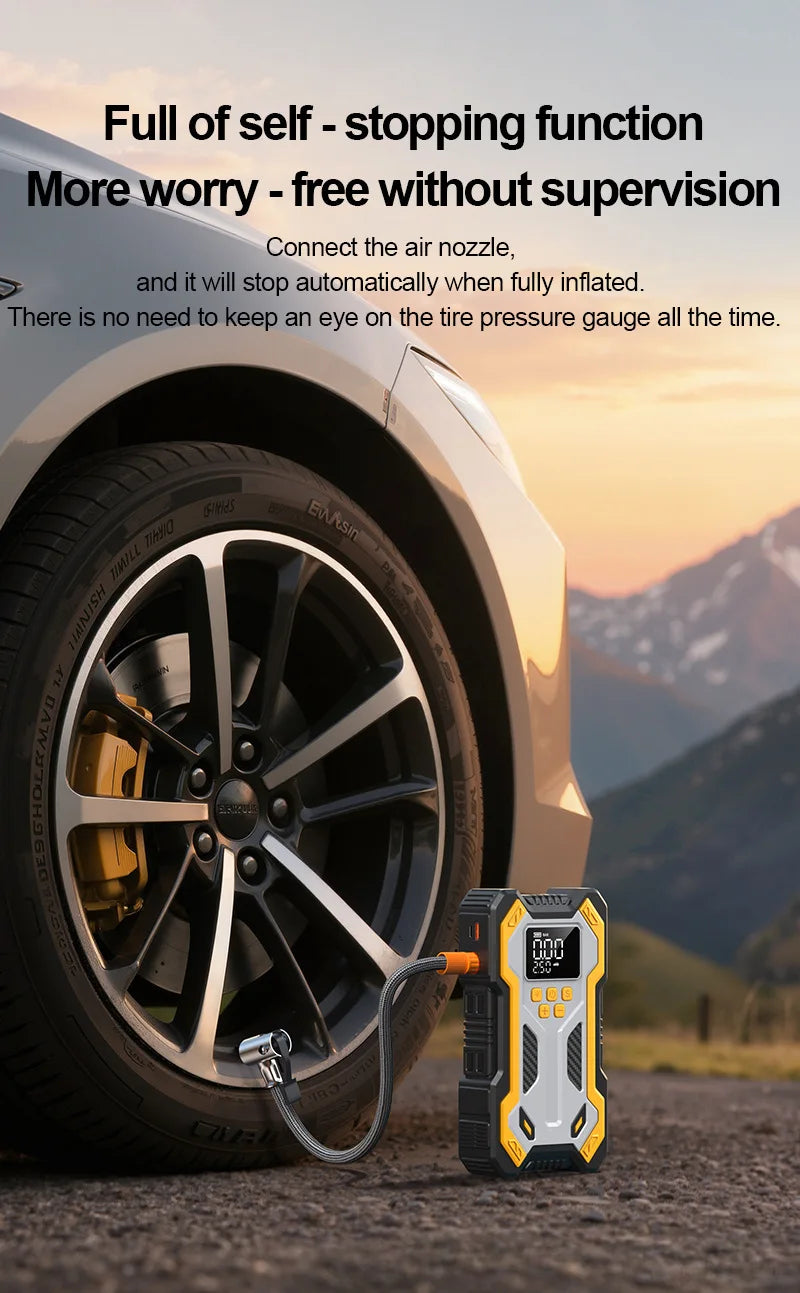 Car Jump Starter With Air Compressor LCD Screen 30000mAh Portable Booster Charger 7000A Powerful Car Battery Starting Devi