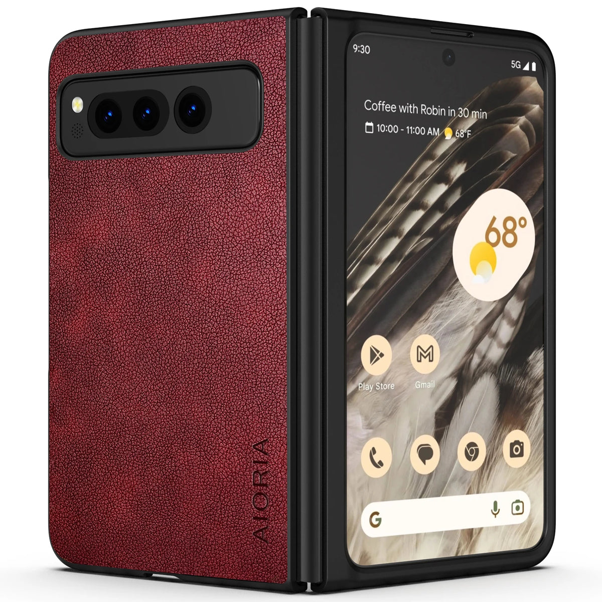 PU Leather Case for Google Pixel Fold 5G Simply Business Style Hard PC with PU 2in1 Material