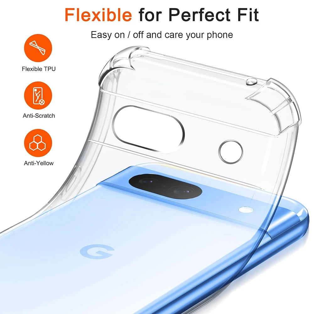 Thick Shockproof Clear Silicone Phone Case For Google Pixel 9 9A 8 8A 7 7A Pro 6 6A Pixel 9 Pro XL 5G Back Cover