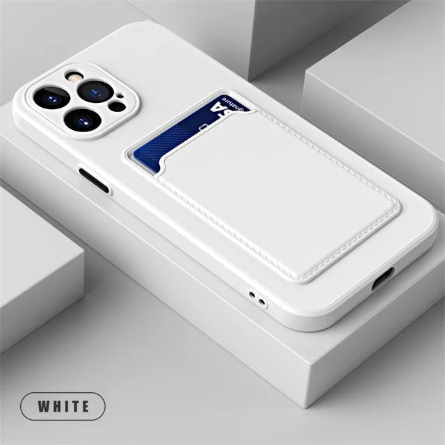 Luxury Soft Silicone Wallet Case Funda For iPhone 17 Air 16 15 14 11 13 12 Pro Max Plus Card Holder Slot Back Cover Protective