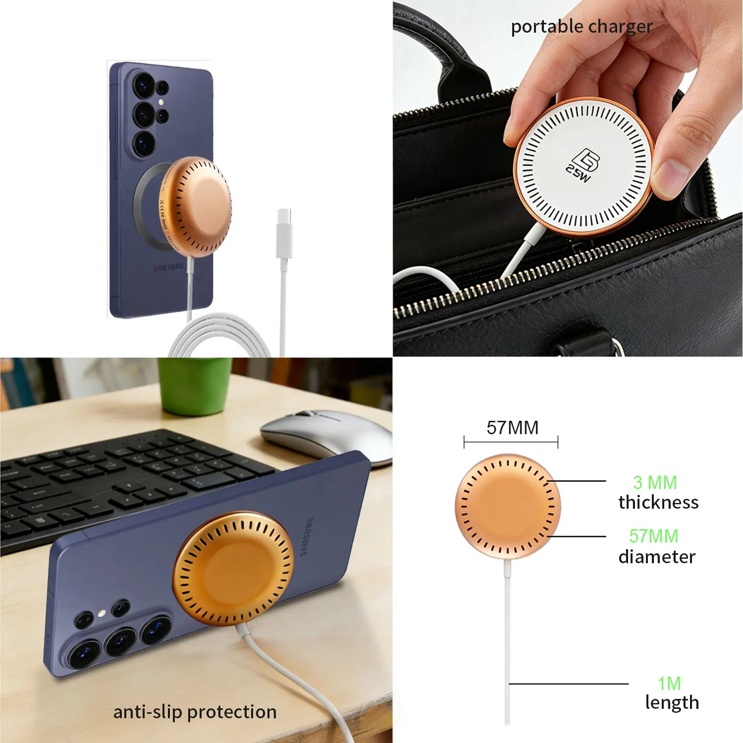 Bonola Magnetic Wirelesss Charger 25W for Samsung S26 Ultra Fast Wireless Charging Pad Type C Cable for Galaxy S25/S24/S23/S22