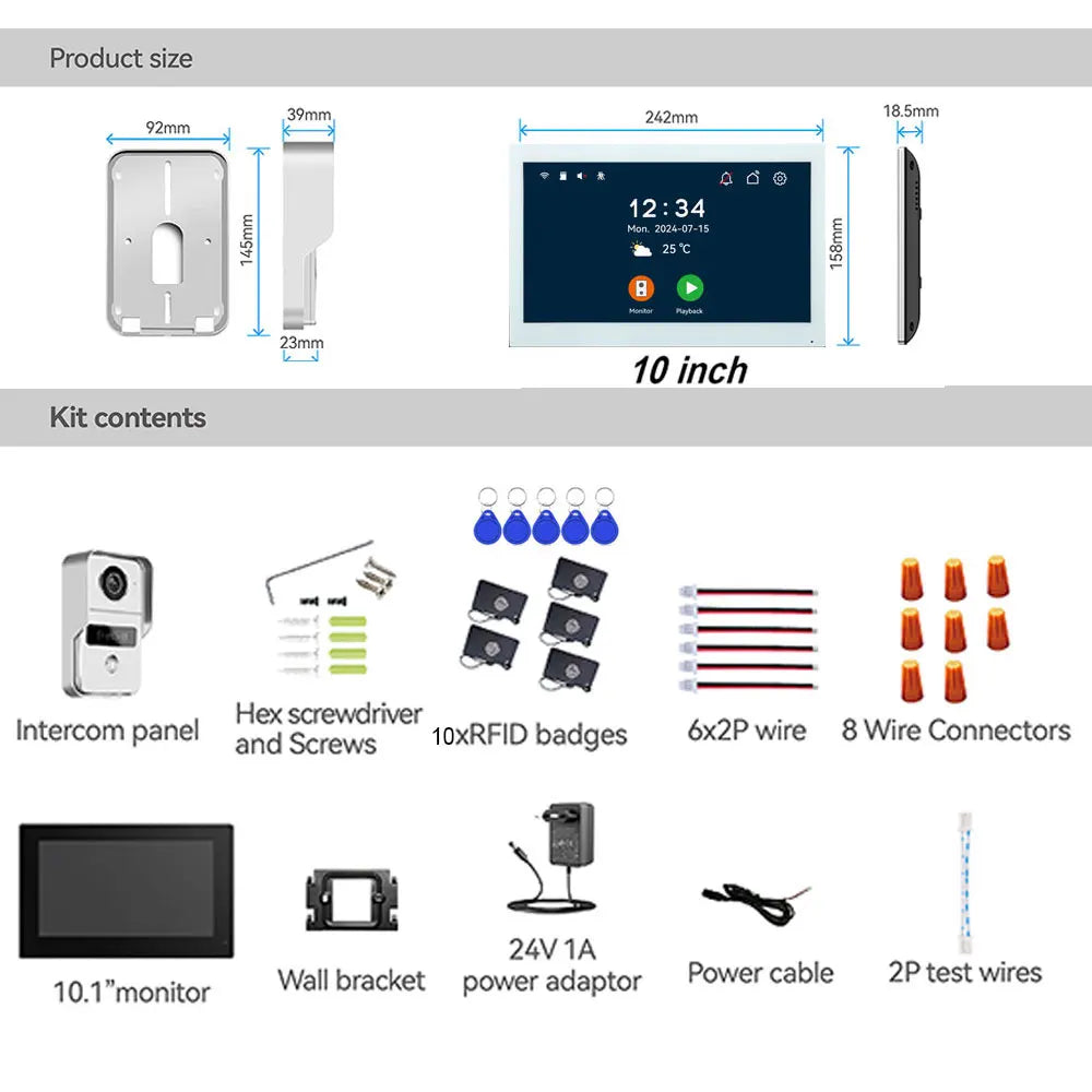 1080P Tuya Smart Doorbell Camera Home Video Intercom 5G Wifi 2 Wires 7/10 Inch Wireless Video Doorphone System 5-in-1 NFC Unlock
