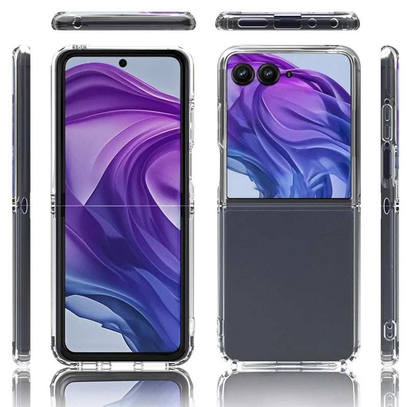 For Motorola Moto Razr 50 60 Ultra, Razr+ 2024 2025 Case ELVEV Anti-drop TPU Hard PC Transparent Phone Cover