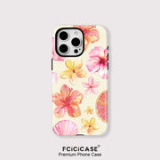 For Magsafe 2 in 1 Flower Pattern Case For iPhone 11 12 Pro 13 14 Plus 15 16 Pro Max Luxury Magnetic Shockproof Phone Cover