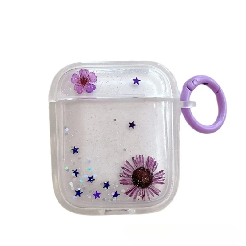 Drip Gel Dried Flower Sparkling Powder Snow Bead Daisy Earphone Case Earphone Protective Cover