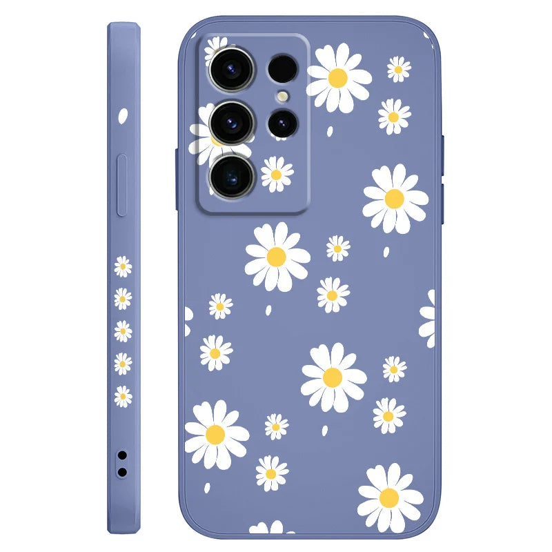 Daisy Petals Phone Case For Samsung Galaxy S25 S24 S23 S22 S21 S20 S10 S10E Ultra Plus FE Note 20 Ultra Plus Cover