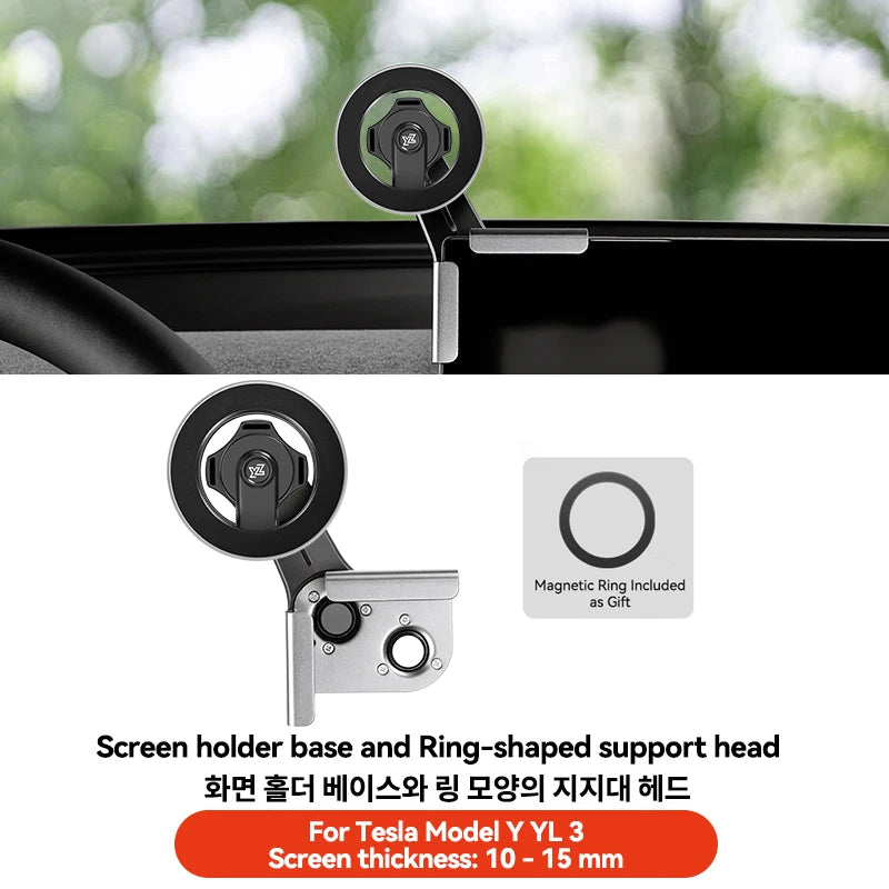 YZ For Tesla Car Phone Holder Model Y YL 3 Highland Juniper N52 Magnetic Screen Mount Universal Phone Stand for All iPhone 16 15