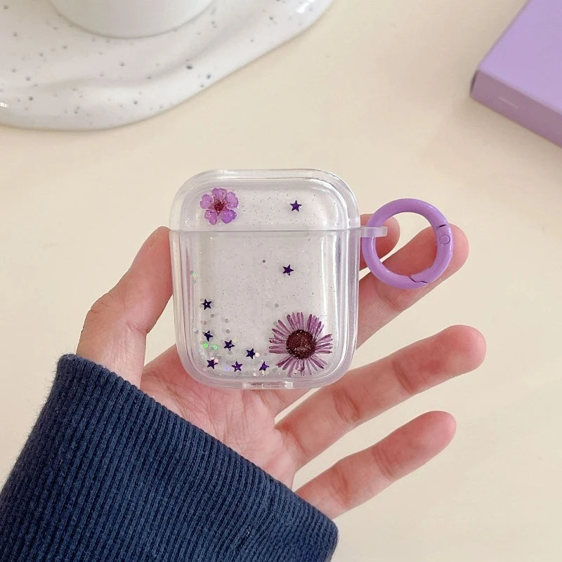 Drip Gel Dried Flower Sparkling Powder Snow Bead Daisy Earphone Case Earphone Protective Cover