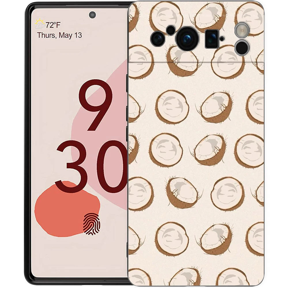 Summer Coconut Phone Case For Google Pixel 10A 10 9 8 7 6 Pro XL 9A 8A 6A 7A 5G Soft Shockproof TPU Black Cover