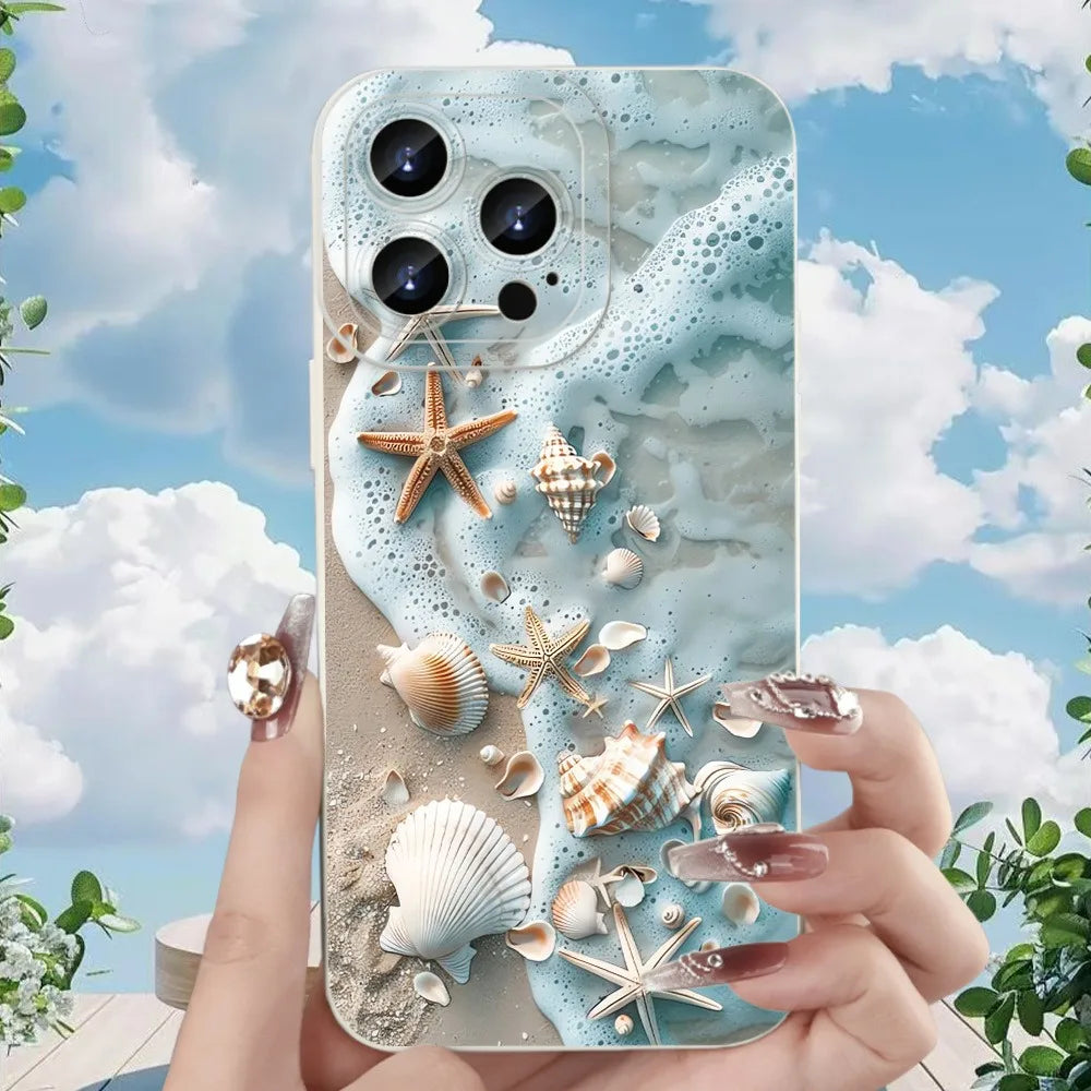 Summer Beach Shell Starfish Design Phone Case For Samsung Galaxy S26 S25 S24 Ultra S23 S22 Plus S21 S20 FE A15 A35 A54 A55 Cover