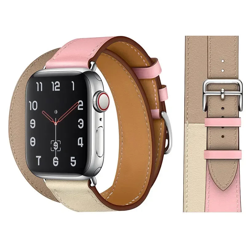 Genuine Leather Bracelet Strap For Apple Watch Band 45mm 49mm 41mm 44mm 42mm 46mm Leather Wristband iWatch Ultra 11 10 9 8 7 6 5
