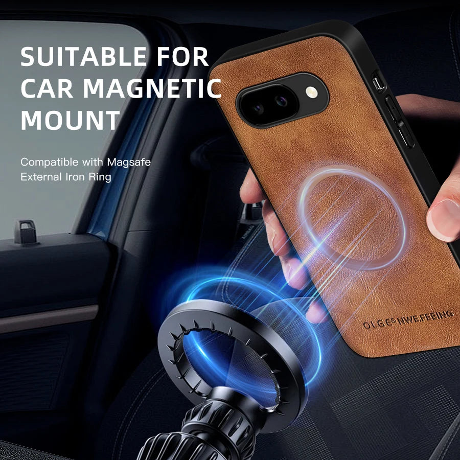 For Magsafe Leather Phone Cases for Google Pixel 7 7A 8 8A 9 9A 10 10A 11 Pro XL Magnetic Wireless Charging Protective Cover
