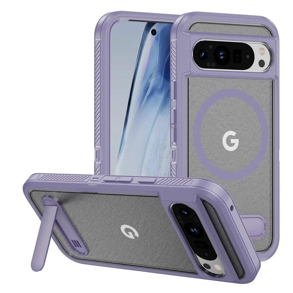 Wireless Charging Folding Stand Magnetic Armour Phone Case For Google Pixel 9 8 10 Pro XL Shockproof Protective Military Cover