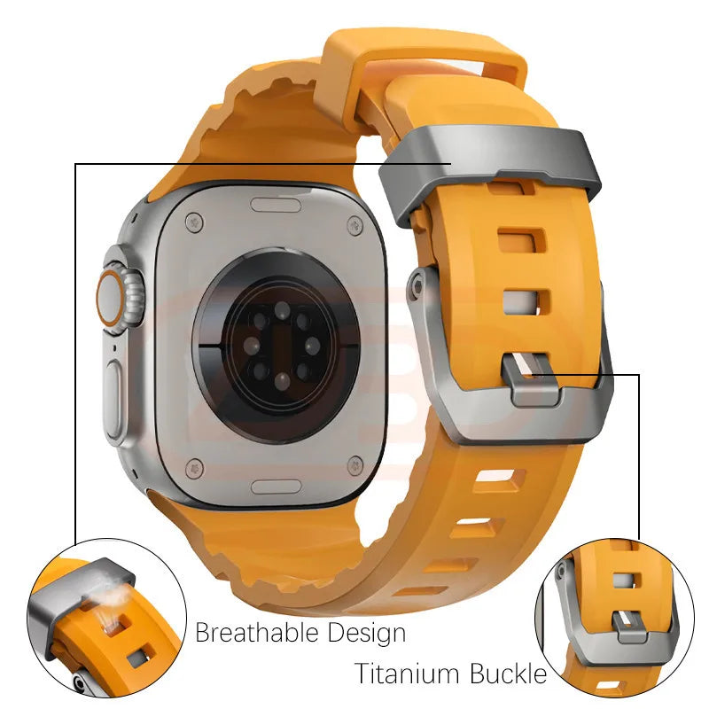 Titanium Metal  Strap Sport Silicone Band For Apple Watch Ultra 10 9 8 7 6 SE For iWatch 38mm 41mm 40mm 42mm 44mm 45mm 46mm 49mm