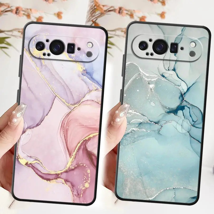 Funda Phone Cover Case for Google Pixel 6a 9a 6 7 8 Pro 10 9 Pro XL 8a 7a Pink And Green Marble