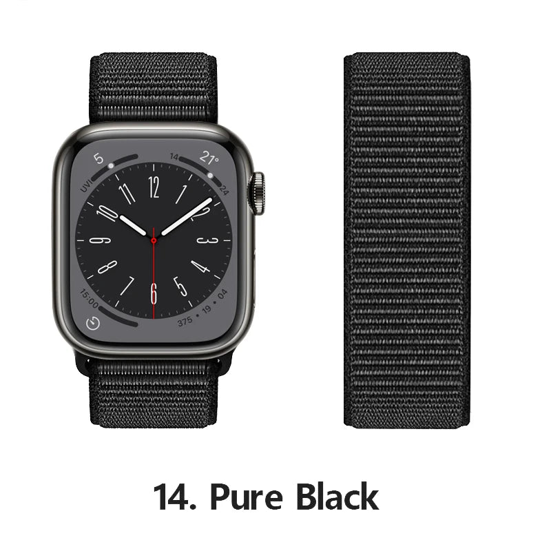 Nylon loop Correa For Apple Watch Bands 45mm 44mm 46mm 40mm 49mm 41mm 42mm Bracelet iWatch Series 12 11 Se 7 8 9 10 ultra 3 4