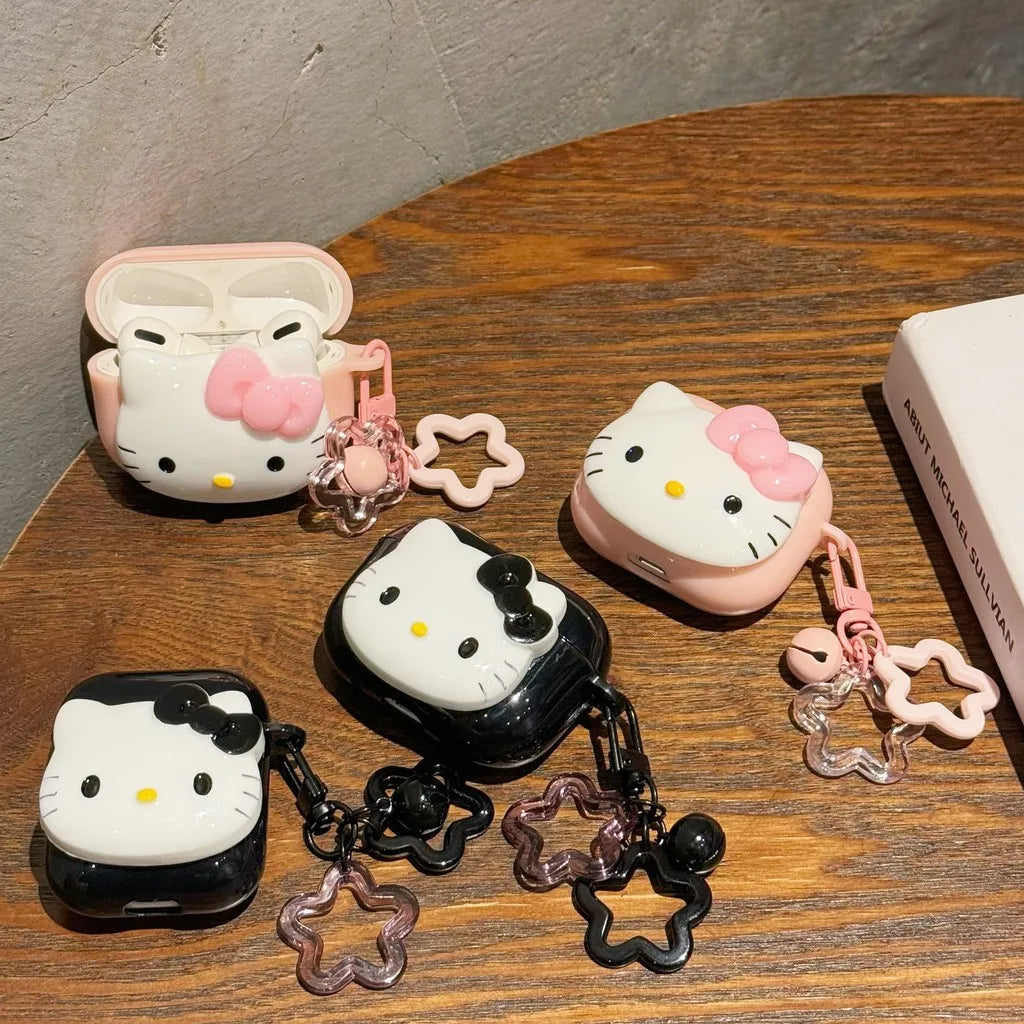 Cute Cartoon KT Earphone Case for Airpods 1 2 3 4 Pro 2 3  Wireless Bluetooth Headset Protective Cover Pro2 Pro3 with Pendant