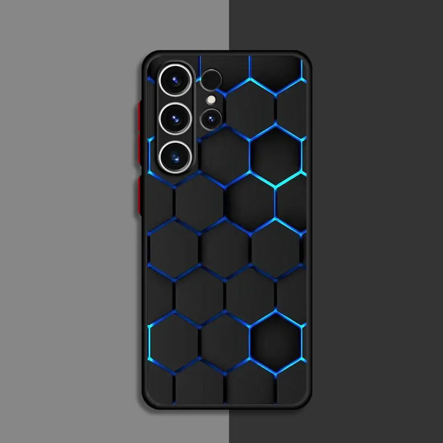 Fashion Honeycomb Matte Case For Samsung Galaxy S24 S22 S23 S20 S21 FE S10 Plus Capa Note 20 Ultra 10 Lite Phone Fundas
