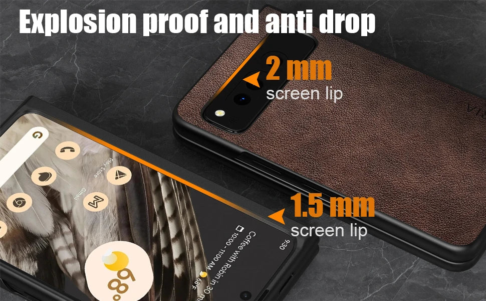 PU Leather Case for Google Pixel Fold 5G Simply Business Style Hard PC with PU 2in1 Material