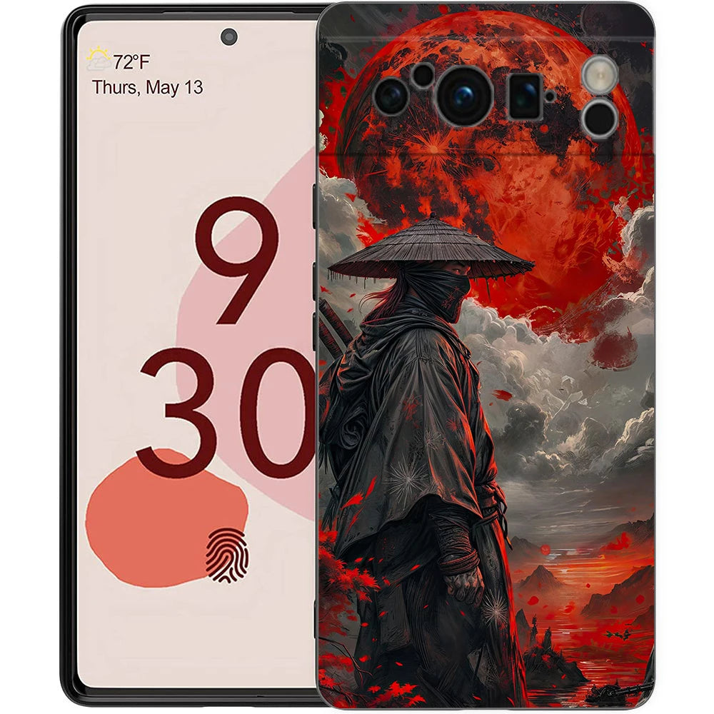 Japanese Bushido Samurai Phone Case For Google Pixel 10 9 8 7 6 Pro XL 9A 8A 6A 7A 5G Soft Shockproof TPU Black Cover