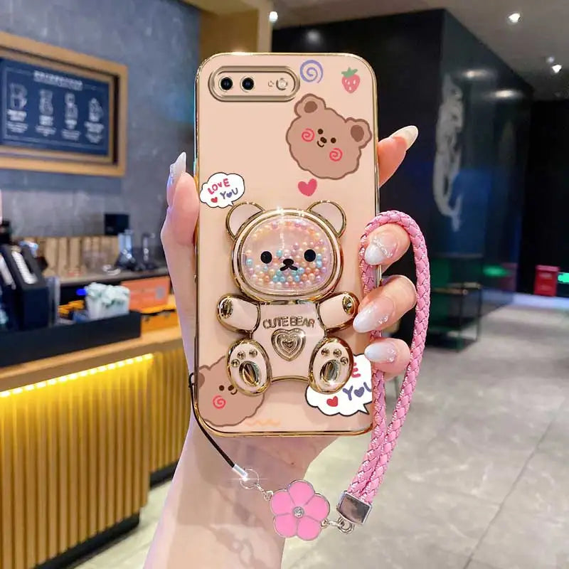 Clover Strap Lanyard Love You Bear Phone Holder Case On For iPhone 8 Plus 7 6 6s Plus Se 2020 7plus 8plus X XR XS Max Back Cover