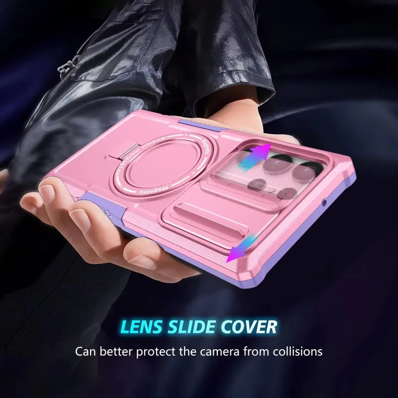 Hybrid Armor Case For Samsung Galaxy S25 S23 S24 25Ultra S22 Plus S26 Note 20 S23 FE Car Holder Magnetic Wireless Charging Cover