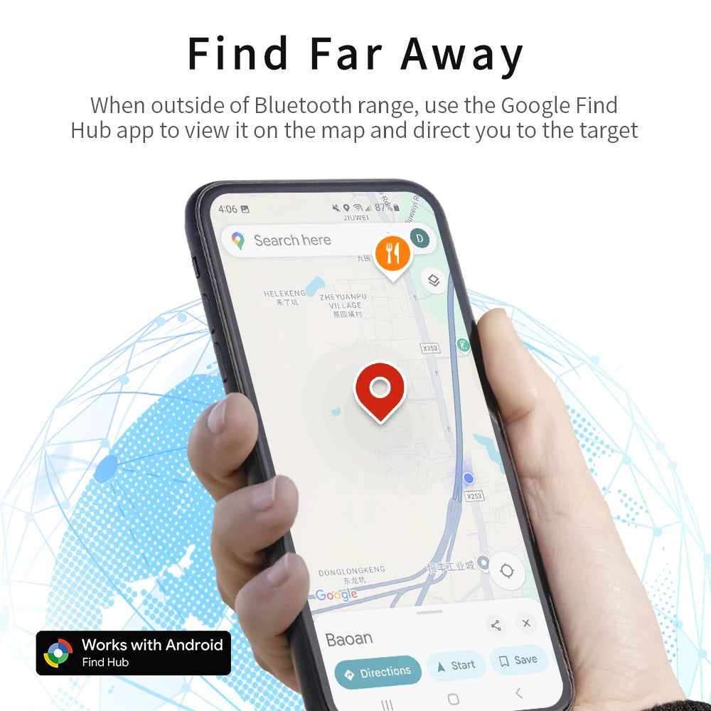 4PCS Security Tracker Android Anti Loss Smart Tag via Google's Find Hub Navigation Finder Locator for Xiaomi Samsung Pixel Vivo