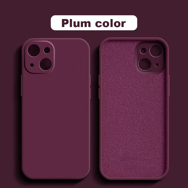 Plum red Anti Drop Case For iPhone 16 11 12 13 14 15 Pro Max 12 Mini 7 8 X XS XR Cover Coque Funda Silicone Soft TPU Back Cover