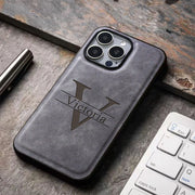 Personalized Customized Name Case For iPhone 17 16 15 14 13 12 11 Pro Max Plus Air Big Letter Laser Engraving Soft Leather Cover