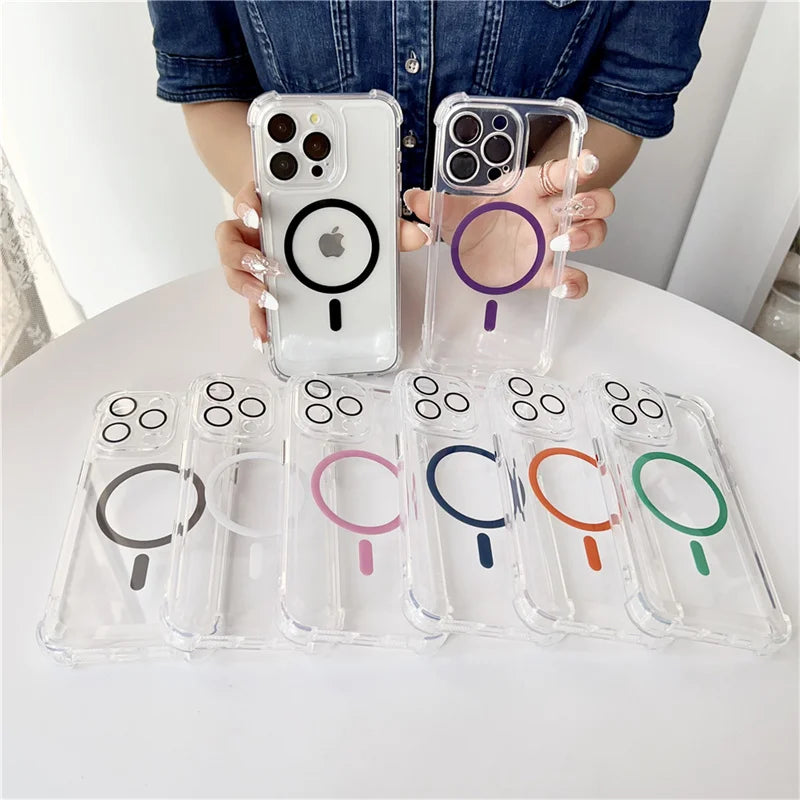 Wireless Charge Case For iPhone 17 16 15 14 13 12 11 Pro Max Magnetic For Magsafe Phone Cases For iPhone Air 15 14 16 Plus Cover