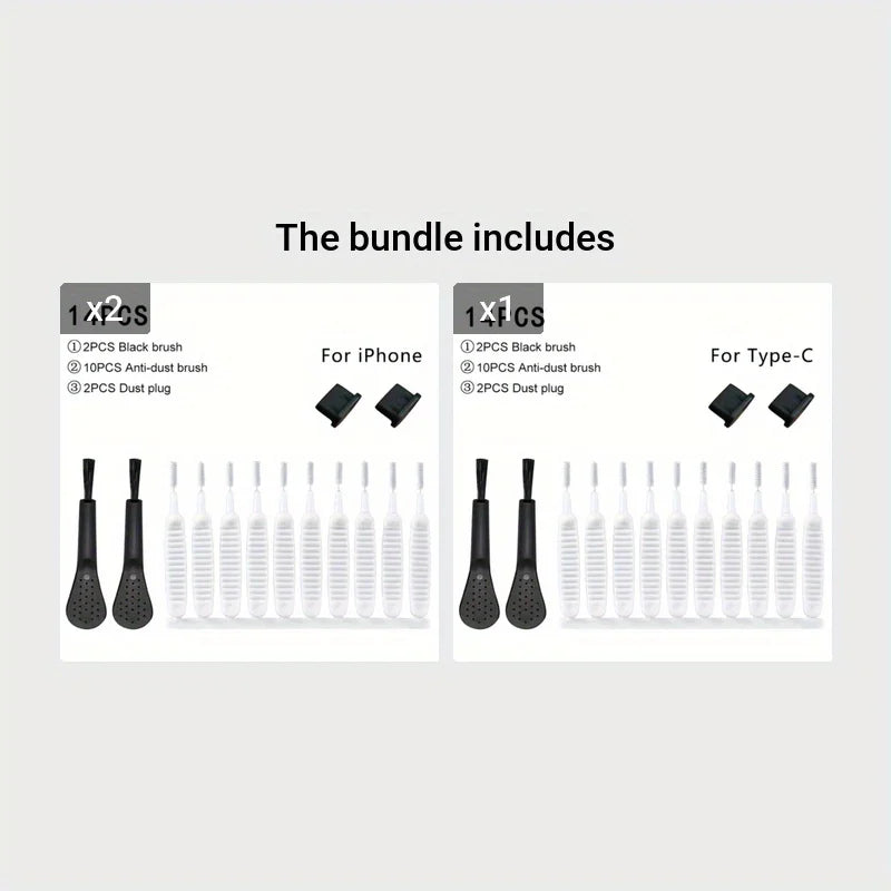 14pcs Mobile Phone Charging Port Dust Plug Removal Cleaner Kit For IPhone  Samsung Universal Phone Dustproof Cleaning Brush
