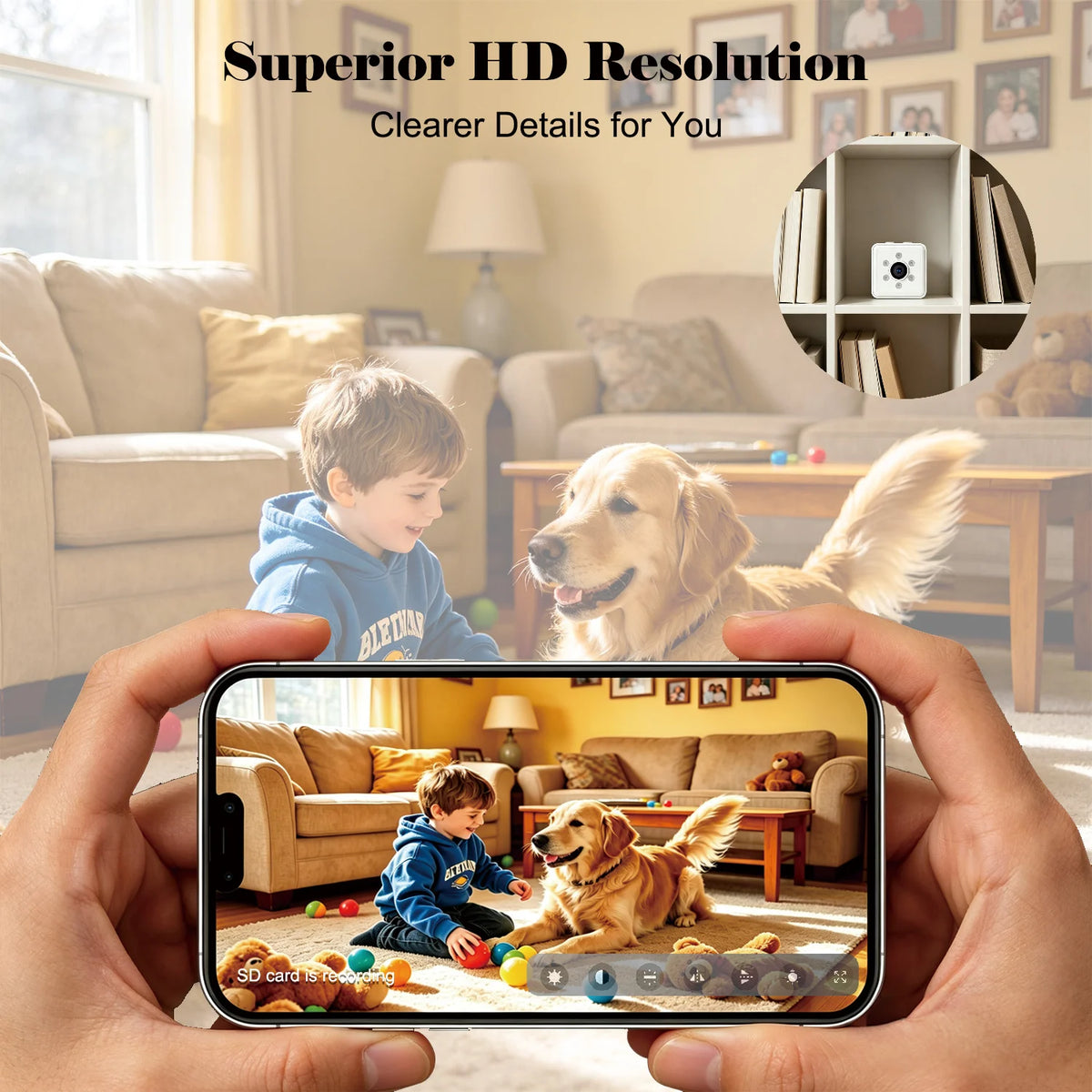 Next-Gen Mini Wireless Security Camera Portable Smart Indoor Nanny Cam with Motion Alerts