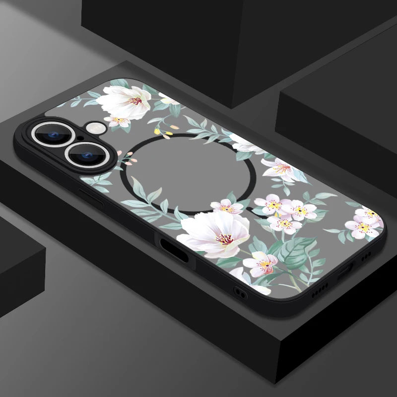 Translucent Matte Phone Case For iPhone 17 17e 16e 16 15 Pro 14 13 Pro Max For Magsafe Colorful Small Flowers Print Back Cover