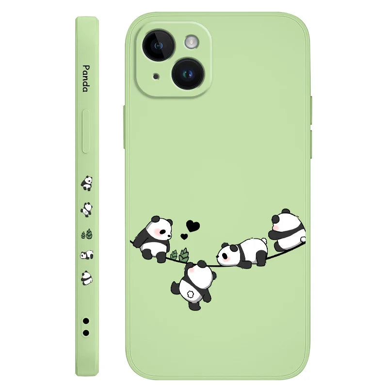 Baby Panda Phone Case For iPhone 17 17 Air 16 15 14 13 12 11 X XR XS Plus Pro Max Mini Silicone Cover