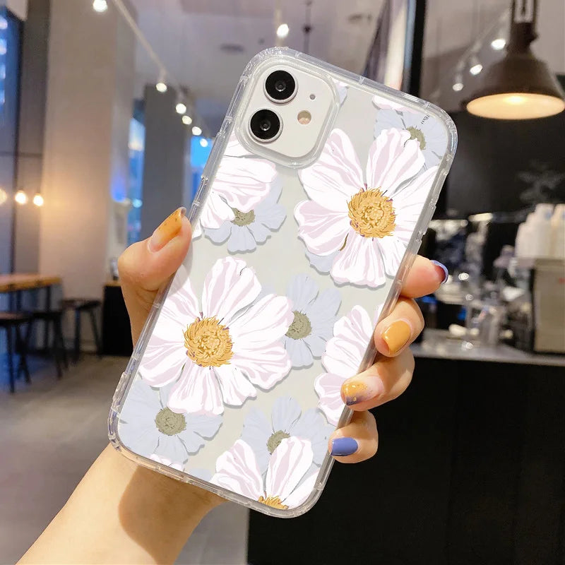 Fashion Blue Flower Florals Phone Case For Samsung S25 Ultra Case Samsung S24 S23 S22 Ultra S 25 Plus S20 S21 S23 FE Cases Cover