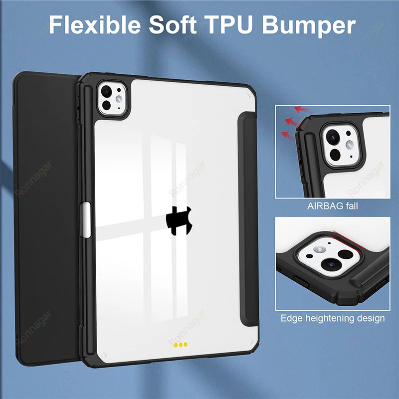 Smart Case for iPad A16 A19 12th 11th Gen 2026 2025 2024 Air11 13 M4 M3 Air 8 7 6 Air 5 4 Pro11 13 M4 M5 M2 10th 9 8 7 10.2 10.5