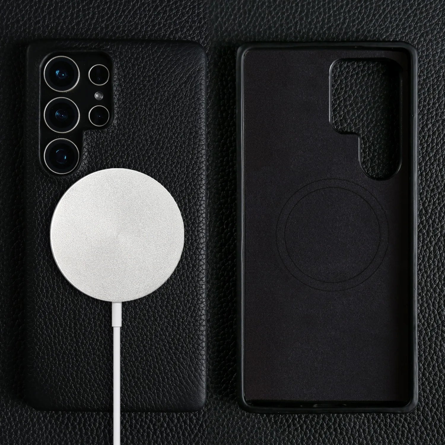 For Magsafe Case Samsung Galaxy S26 Ultra s25FE S23Plus S23Ultra S24 Premium Genuine Leather Cover Magnetic Cases Full Coverage