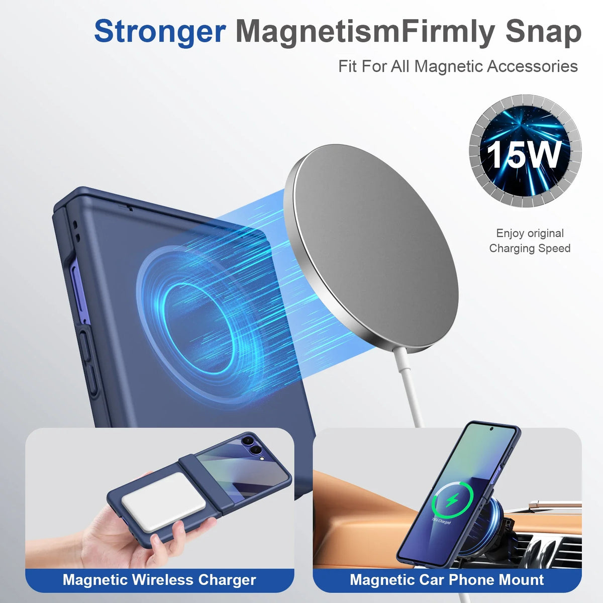 Hinge Protective Magnetic for Samsung Z Flip 8 7 FE 6 5 4 3 with Tempered Protective Film Phone Case for Samsung Galaxy Z Flip 8