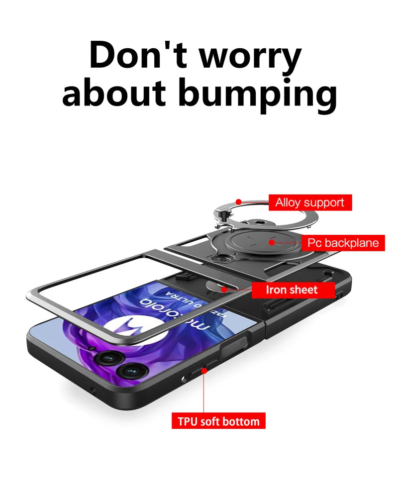 Heavy Duty Protective Magnetic Cover For Motorola Moto Razr 70 60 50 40 Ultra Razr+ 2026 2025 2024 Case With Ring Holder Stand