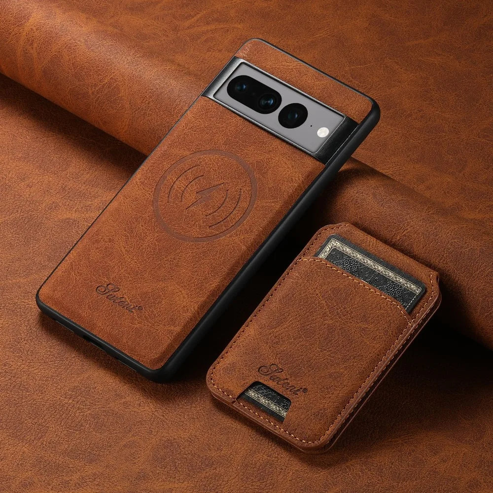Anti-Drop 2 in 1 PU Leather Wallet Case for MagSafe Cover for Google Pixel 11 10 9 8 Pro XL 7A 8A Magnetic Back Shell Card Bag