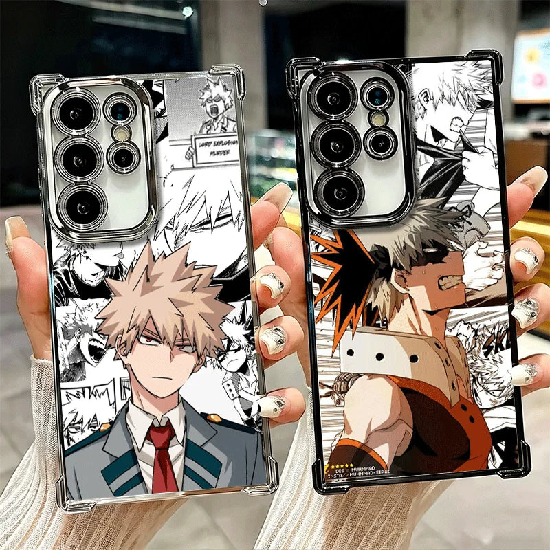 MHA My Hero Bakugou Katsuki Plating Phone Case For Samsung Galaxy S25 S26 Edge S24 S23 Ultra S22 S21 Plus S20 FE Anti-Fall Prote