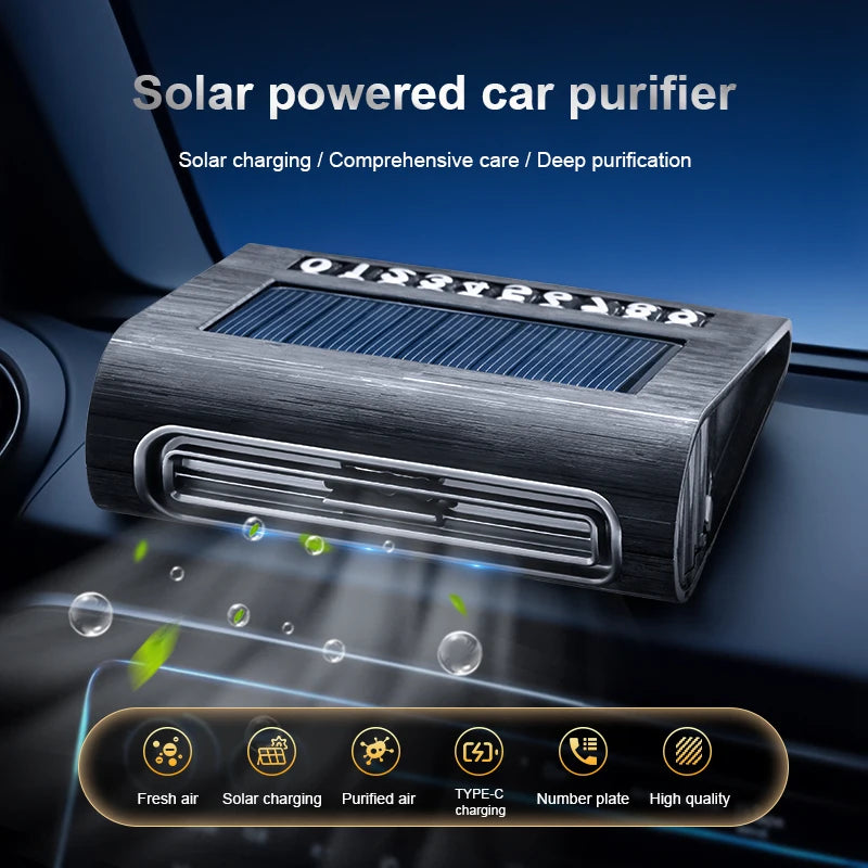1pc Solar Air Purifier, Built-in Sensor, Used in the Car, Purifies Air, Clean Air, Fresh Air, Purification Generator, Intelligen