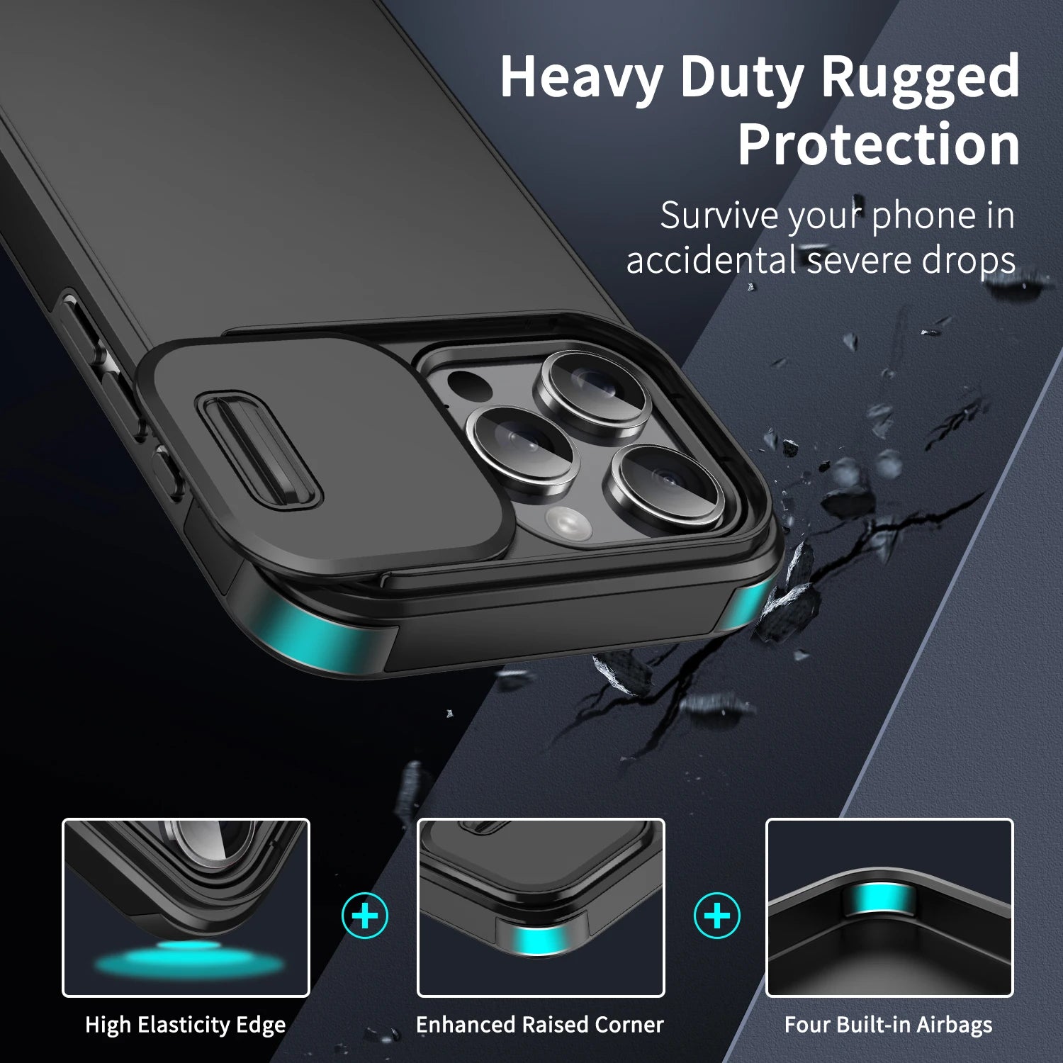 Shockproof Case For iPhone 15 14 13 12 11 16 17 Pro Max 15 Plus 16E Cover Slide Camera Protective Cases For iPhone 17 Air 17Pro