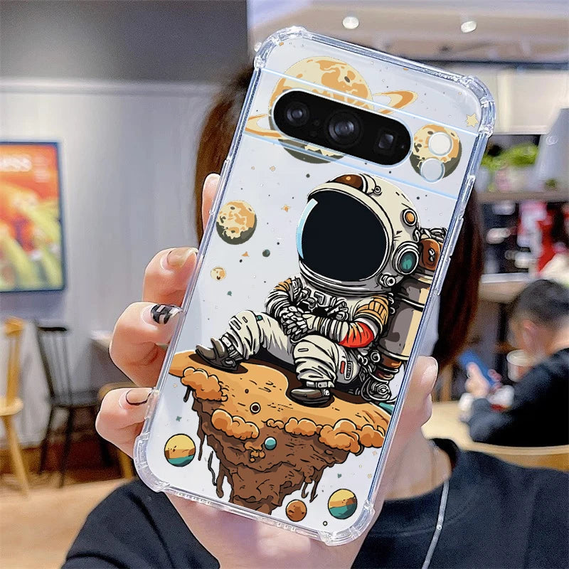 P ixel 8 Pro Lunar Astronaut Transparent Phone Case For Google Pixel 9Pro 9 8Pro 7Pro 9ProXL 6 7A 8A 8 7 6A 6Pro Cover