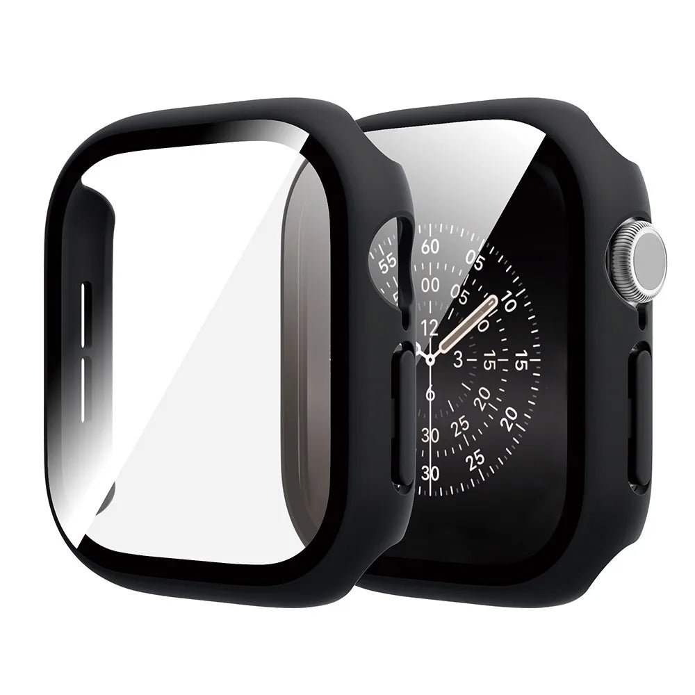 Tempered Glass+Cover For Apple Watch Case 12 46mm 42mm Matte PC Bumper Screen Protector iWatch Series 12 11 10 42/46mm Accessori