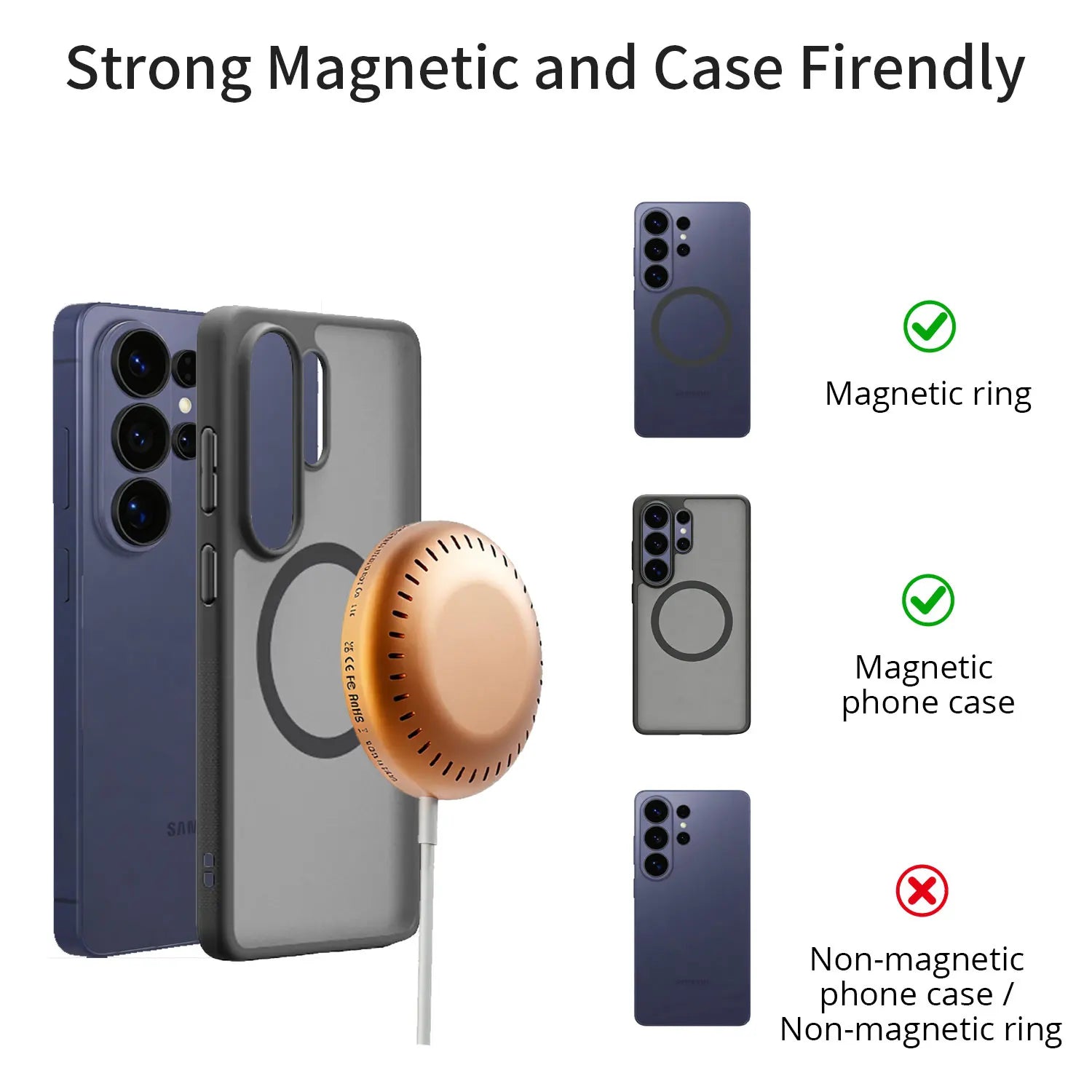 Bonola Magnetic Wirelesss Charger 25W for Samsung S26 Ultra Fast Wireless Charging Pad Type C Cable for Galaxy S25/S24/S23/S22